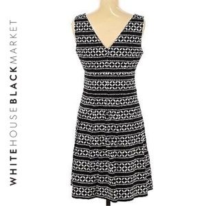 WHBM Black and White Print Sleeveless Party Dress Size 6